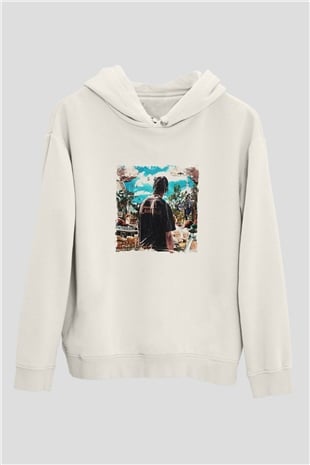 Travis Scott Baskılı Unisex Beyaz Kapüşonlu Sweatshirt