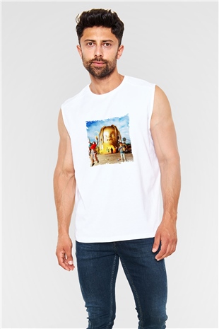 Travis Scott Baskılı Unisex Beyaz Kolsuz Tişört