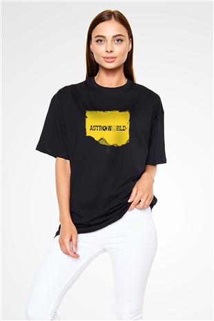 Travis Scott Baskılı Unisex Oversize Siyah Tişört