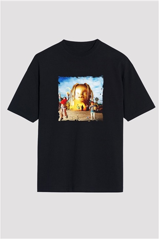 Travis Scott Baskılı Unisex Oversize Siyah Tişört