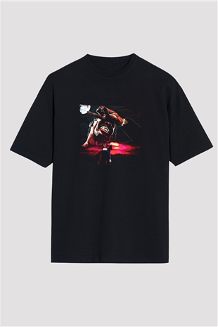 Travis Scott Baskılı Unisex Oversize Siyah Tişört