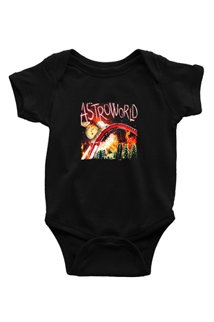 Travis Scott Baskılı Unisex Siyah Bebek Body - Zıbın