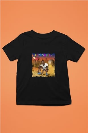 Travis Scott Baskılı Unisex Siyah Çocuk Tişört
