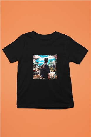Travis Scott Baskılı Unisex Siyah Çocuk Tişört
