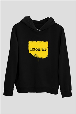 Travis Scott Baskılı Unisex Siyah Hoodie