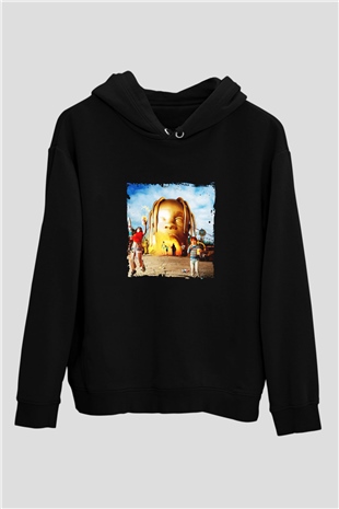 Travis Scott Baskılı Unisex Siyah Hoodie
