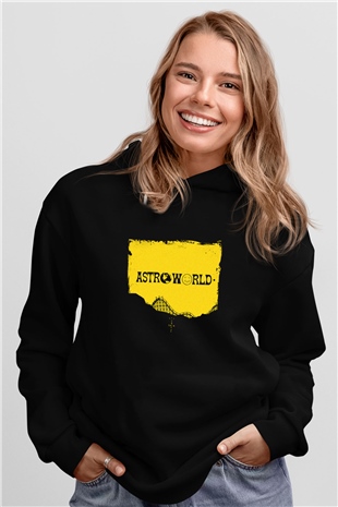 Travis Scott Baskılı Unisex Siyah Hoodie