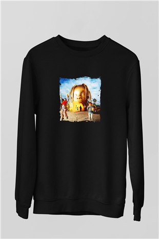 Travis Scott Baskılı Unisex Siyah Sweatshirt