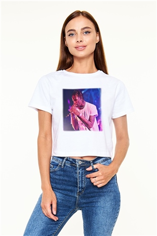 Travis Scott Beyaz Croptop Tişört