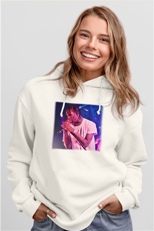 Travis Scott Beyaz Unisex Kapşonlu Sweatshirt