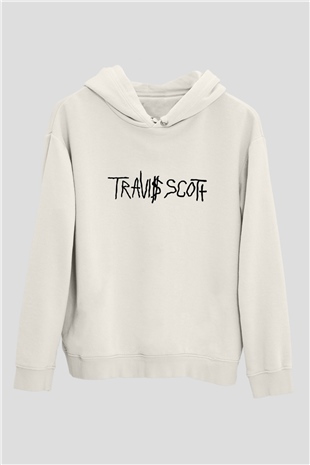 Travis Scott Beyaz Unisex Kapşonlu Sweatshirt