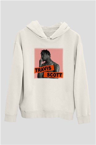 Travis Scott Beyaz Unisex Kapşonlu Sweatshirt