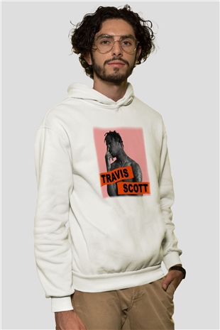Travis Scott Beyaz Unisex Kapşonlu Sweatshirt