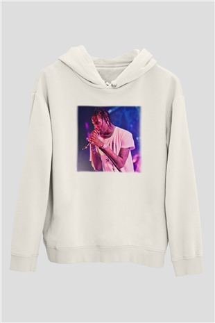 Travis Scott Beyaz Unisex Kapşonlu Sweatshirt