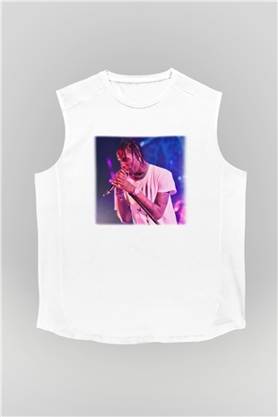 Travis Scott Beyaz Unisex Kolsuz Tişört