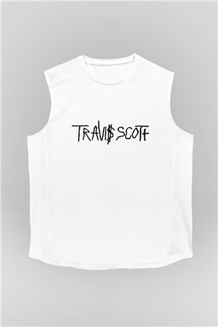 Travis Scott Beyaz Unisex Kolsuz Tişört
