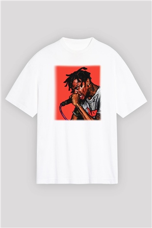 Travis Scott Beyaz Unisex Oversize Tişört T-Shirt