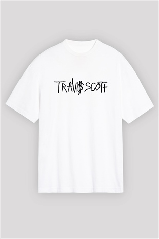 Travis Scott Beyaz Unisex Oversize Tişört T-Shirt