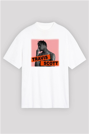 Travis Scott Beyaz Unisex Oversize Tişört T-Shirt