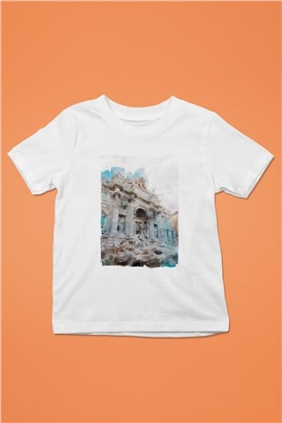 Trevi Çeşmesi Beyaz Unisex Çocuk Tişört