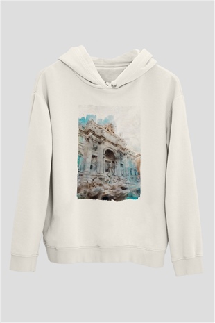 Trevi Çeşmesi Beyaz Unisex Hoodie