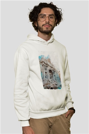 Trevi Çeşmesi Beyaz Unisex Hoodie