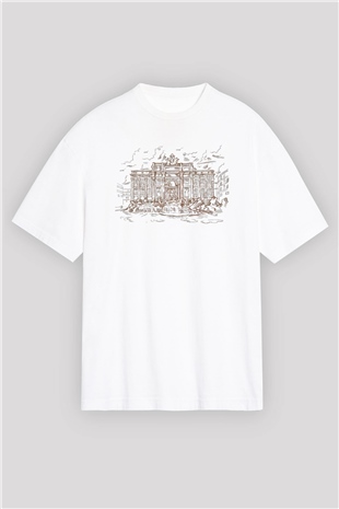 Trevi Çeşmesi Beyaz Unisex Oversize Tişört T-Shirt