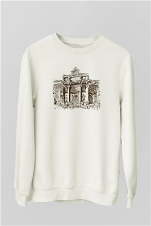 Trevi Çeşmesi Beyaz Unisex Sweatshirt