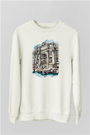 Trevi Çeşmesi Beyaz Unisex Sweatshirt
