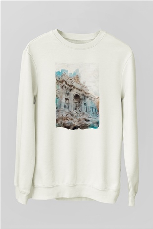 Trevi Çeşmesi Beyaz Unisex Sweatshirt