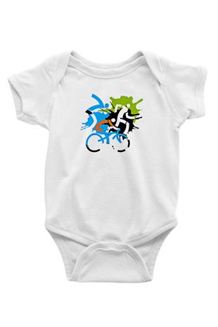 Triathlon Baskılı Beyaz Bebek Body - Zıbın