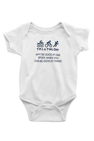 Triathlon Baskılı Beyaz Bebek Body - Zıbın