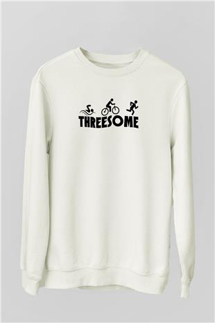 Triathlon Baskılı Unisex Ekru Sweatshirt