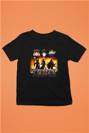 Trine Baskılı Siyah Unisex Çocuk Tişört