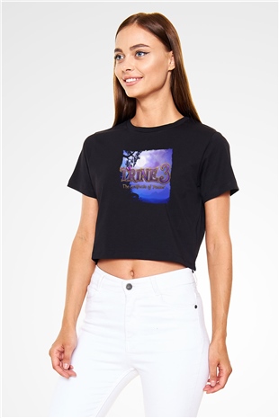 Trine Siyah  Crop Top Tişört