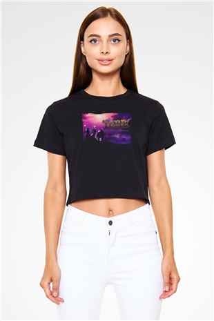Trine Siyah  Crop Top Tişört