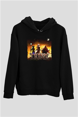 Trine Siyah Unisex Hoodie