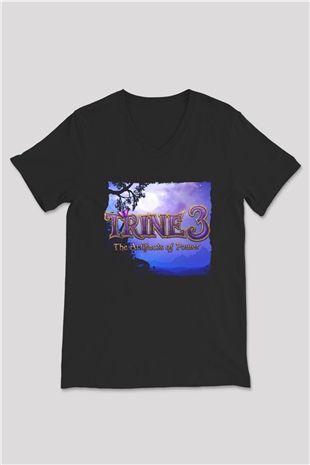 Trine Siyah Unisex V Yaka Tişört