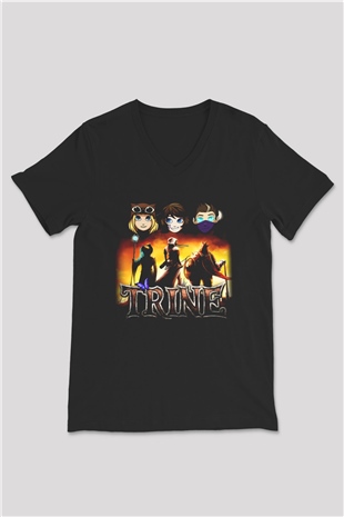 Trine Siyah Unisex V Yaka Tişört T-Shirt