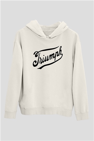 Triumph Beyaz Unisex Kapşonlu Sweatshirt