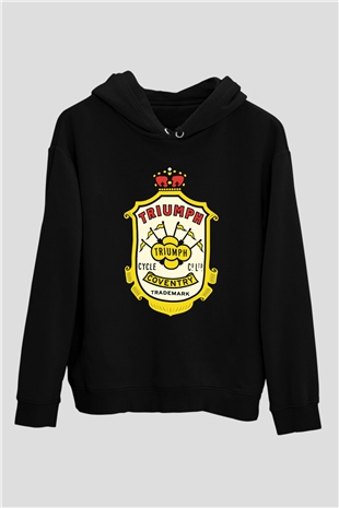 Triumph Siyah Unisex Kapüşonlu Sweatshirt