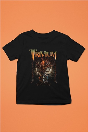Trivium Baskılı Siyah Unisex Çocuk Tişört