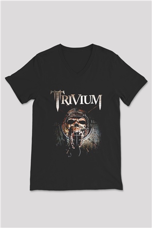 Trivium Siyah Unisex V Yaka Tişört T-Shirt