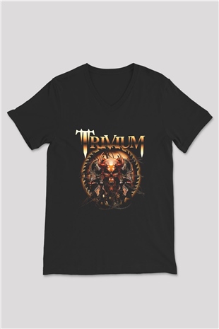 Trivium Siyah Unisex V Yaka Tişört T-Shirt