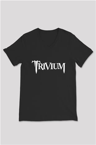 Trivium Siyah Unisex V Yaka Tişört T-Shirt
