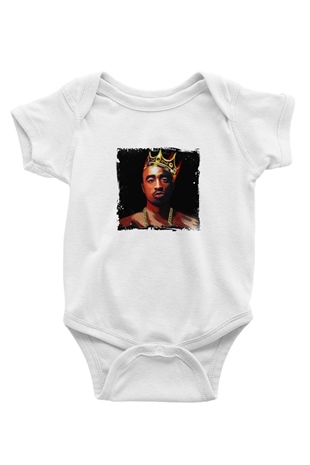 Tupac Baskılı Unisex Beyaz Bebek Body - Zıbın