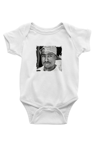 Tupac Baskılı Unisex Beyaz Bebek Body - Zıbın