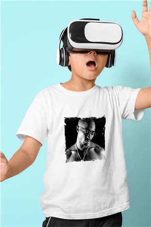 Tupac Baskılı Unisex Beyaz Çocuk Tişört