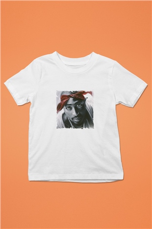 Tupac Baskılı Unisex Beyaz Çocuk Tişört