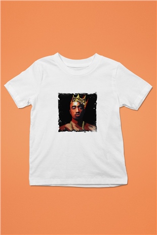 Tupac Baskılı Unisex Beyaz Çocuk Tişört